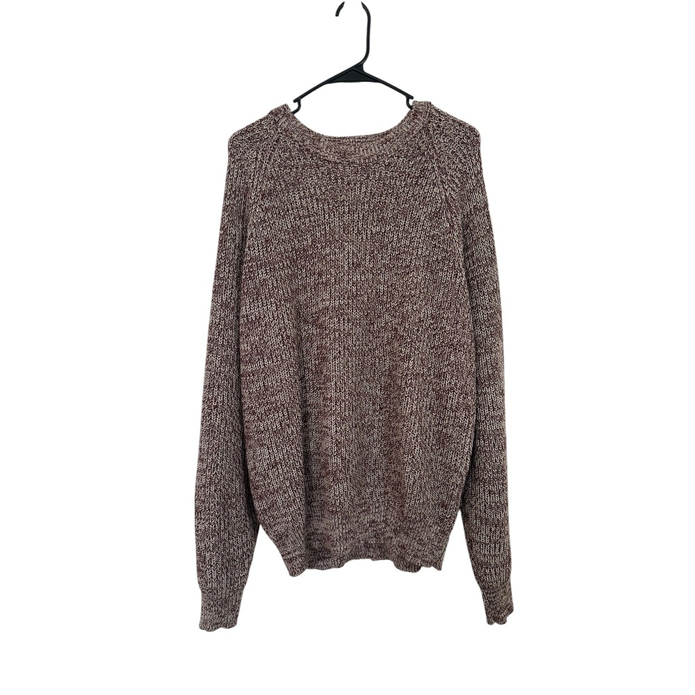 Oakton Limited Mens XL Burgundy Marled Knit Crewneck Raglan Sweater Pullover